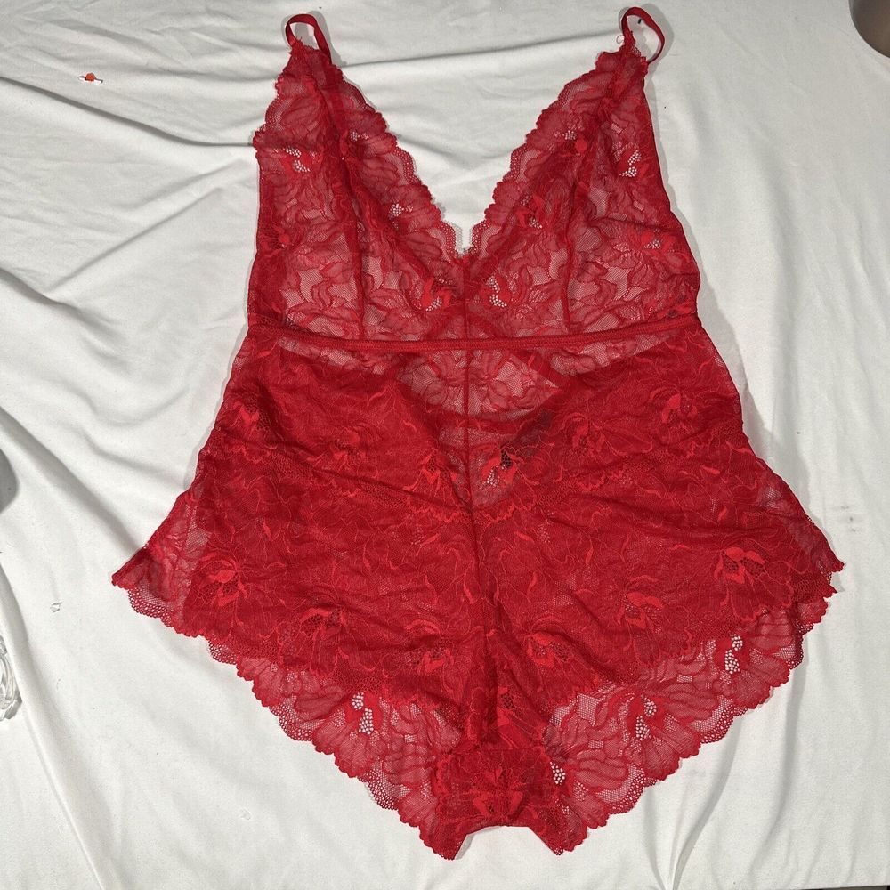NEW ANN SUMMERS‎ [ Large 12-14 ] After Dark Lace Teddy In Red #6382 - Picture 3 of 11